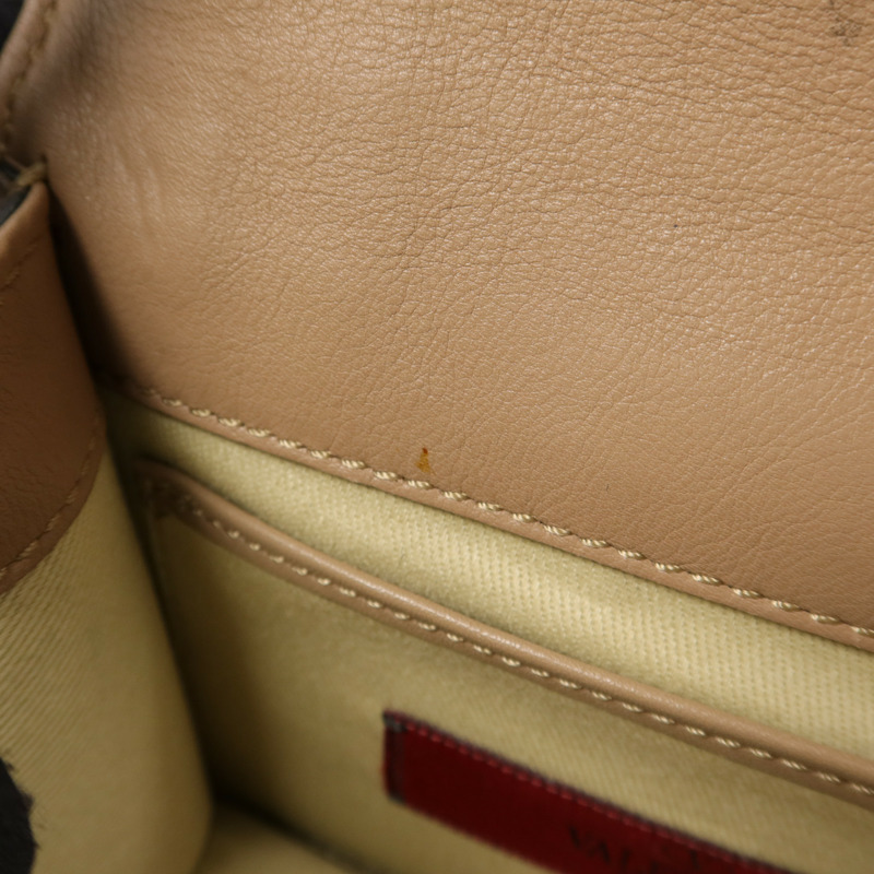 Valentino 牛皮皮革Rockstud Glam Lock Flap Bag鏈帶肩背袋-18