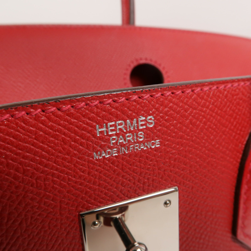 HERMES Epsom皮革Birkin 30手挽袋Rouge Casaque-5