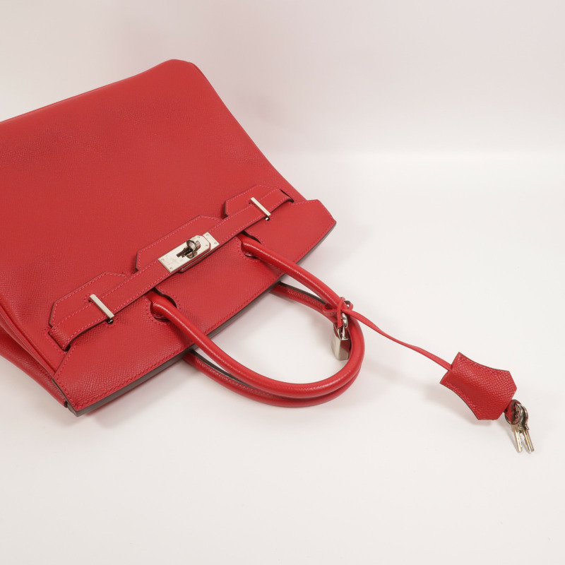 HERMES Epsom皮革Birkin 30手挽袋Rouge Casaque-7