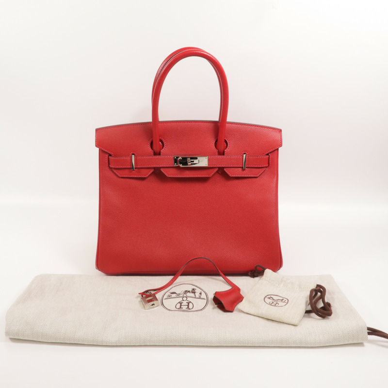 HERMES Epsom皮革Birkin 30手挽袋Rouge Casaque-10