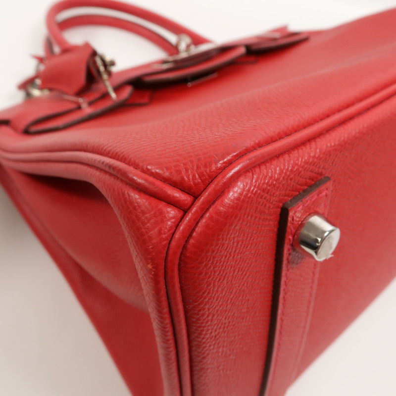 HERMES Epsom皮革Birkin 30手挽袋Rouge Casaque-12