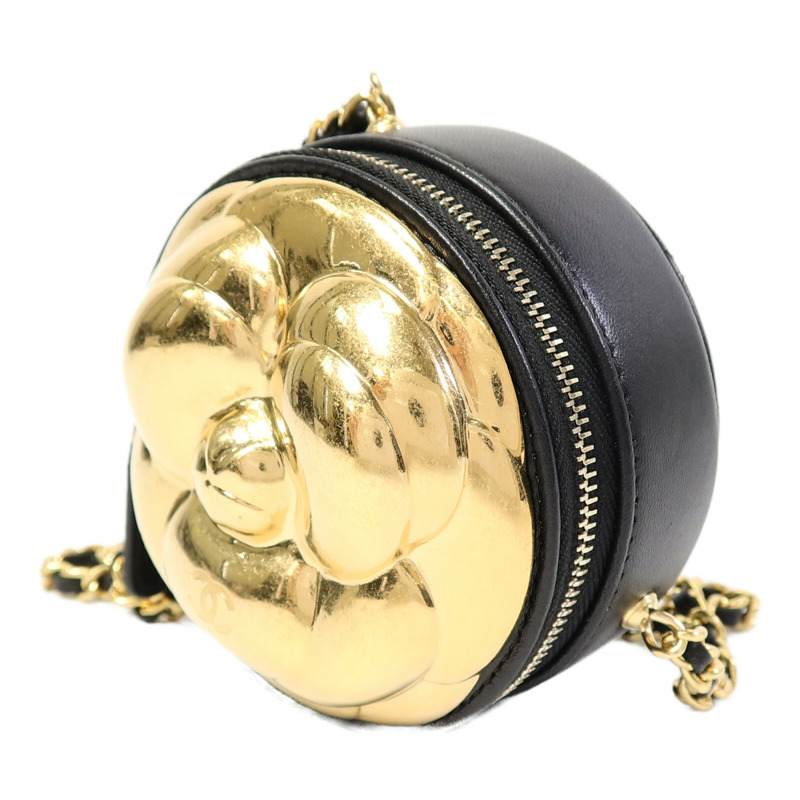 CHANEL 羊皮皮革Gold Camellia Bag鏈帶肩背袋-1
