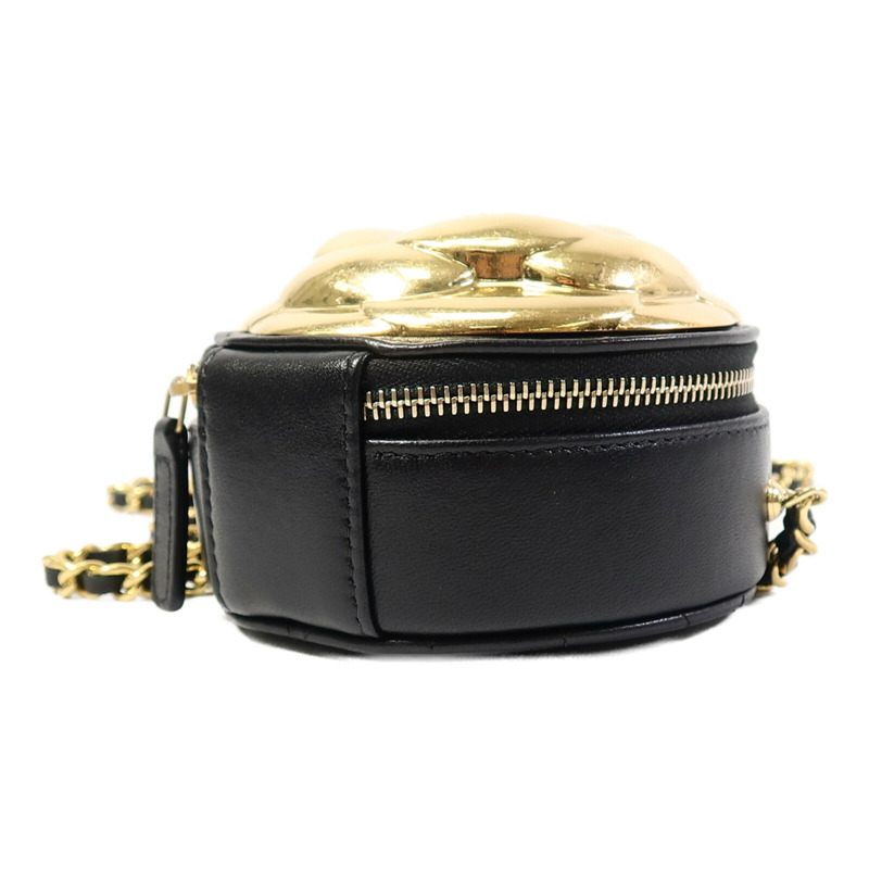 CHANEL 羊皮皮革Gold Camellia Bag鏈帶肩背袋-3