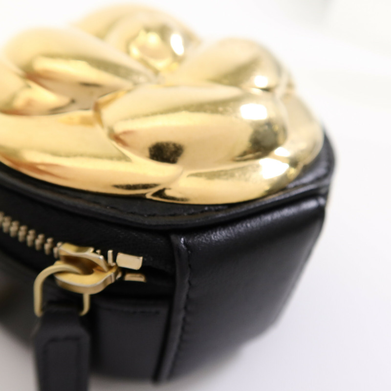 CHANEL 羊皮皮革Gold Camellia Bag鏈帶肩背袋-9