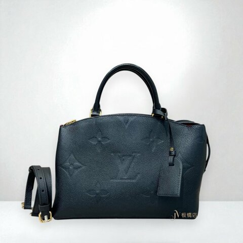 JS1378-LV Petit Palais黑牛皮壓紋金釦手提斜背包 M58916