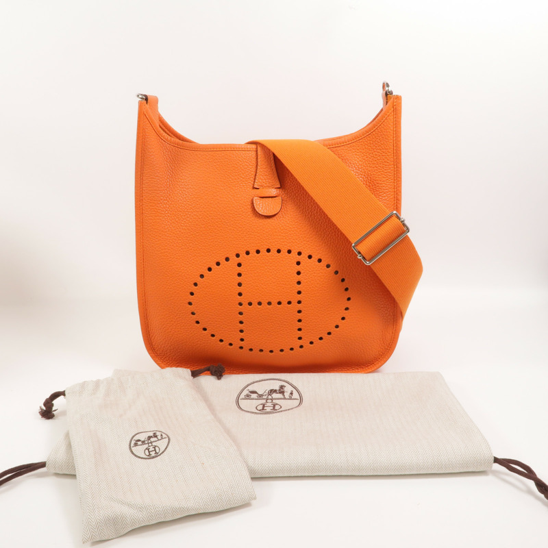 HERMES Clemence皮革Evelyne PM肩背袋Feu-9