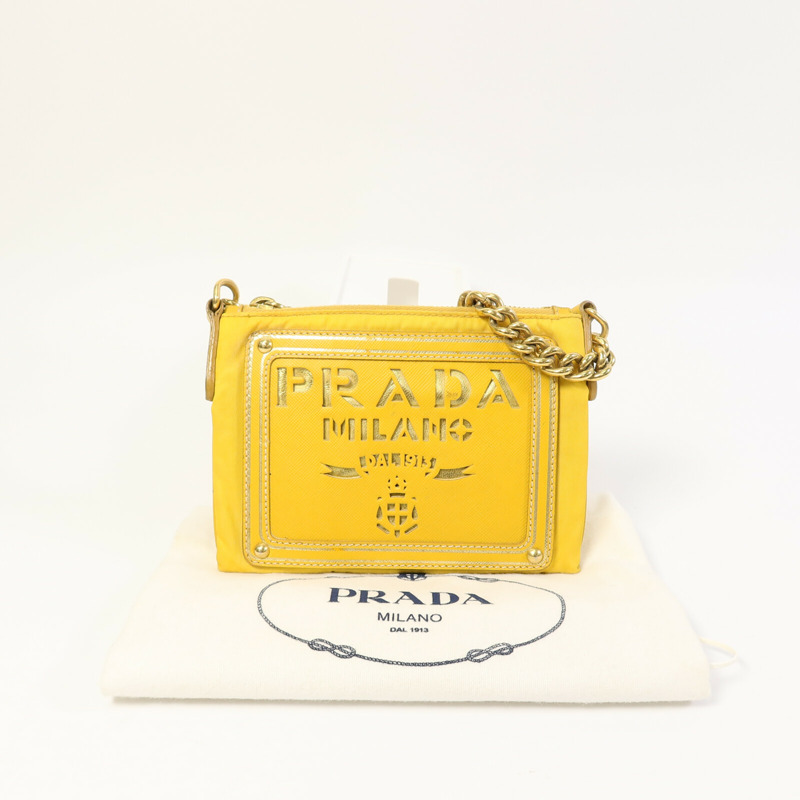 PRADA 尼龍Chain Shoulder鏈帶肩背袋-9