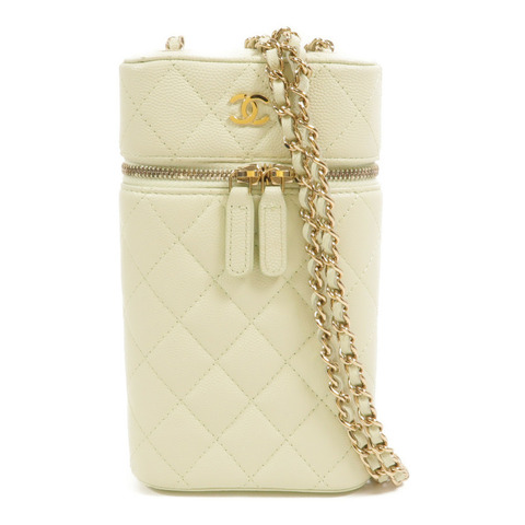 CHANEL 牛皮皮革Vanity Phone Case鏈帶肩背袋