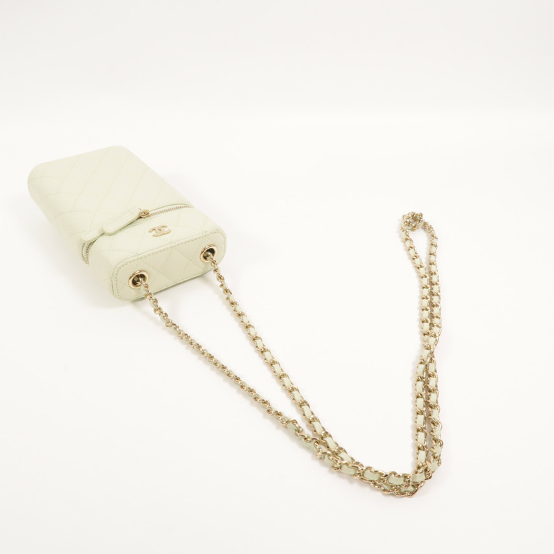 CHANEL 牛皮皮革Vanity Phone Case鏈帶肩背袋-7
