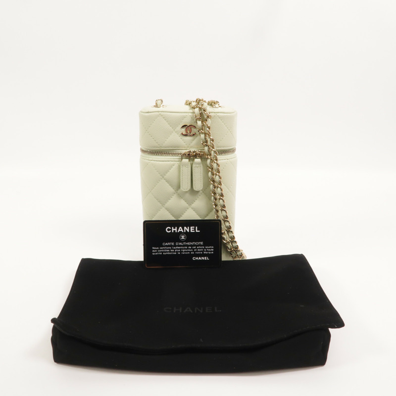 CHANEL 牛皮皮革Vanity Phone Case鏈帶肩背袋-10