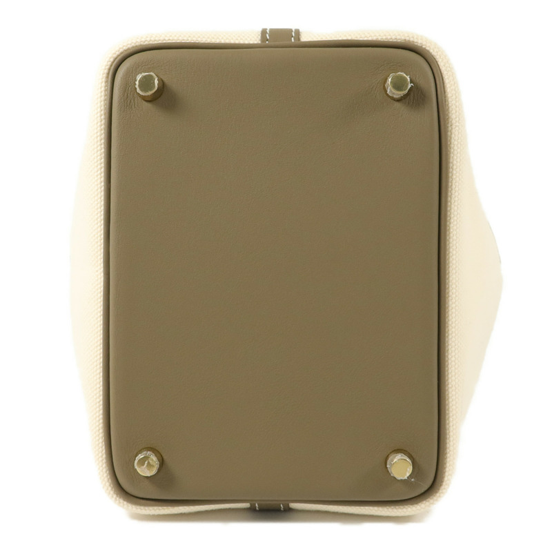 HERMES Toile帆布/Swift皮革Picotin Cargo PM手挽袋Etoupe-3
