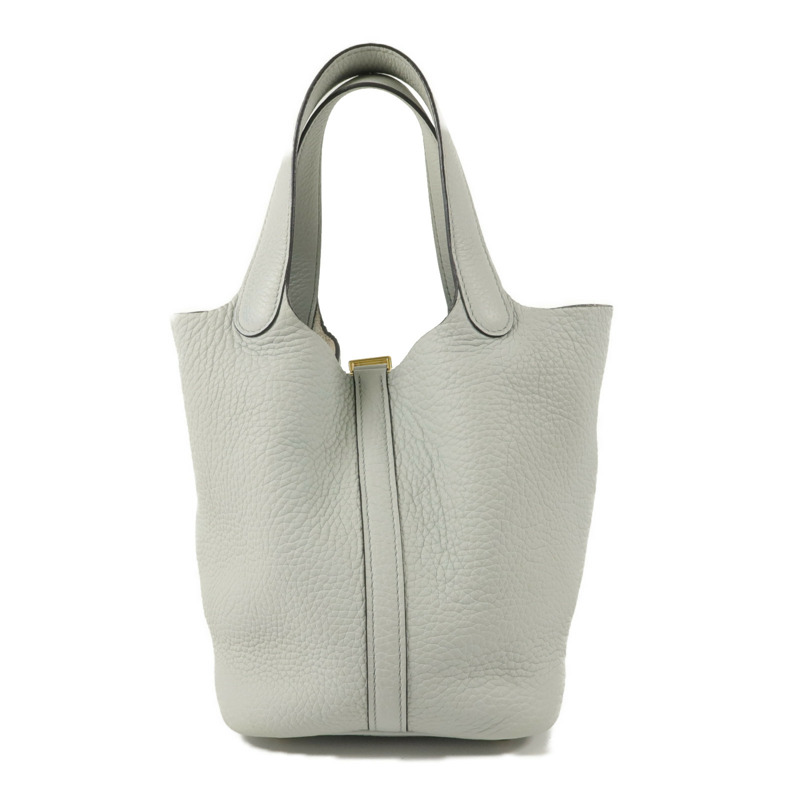 HERMES Clemence皮革Picotin PM手挽袋Bleu Glacier-1
