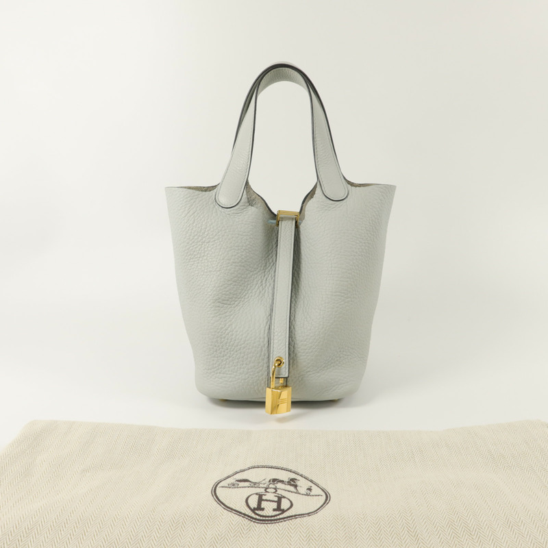 HERMES Clemence皮革Picotin PM手挽袋Bleu Glacier-8