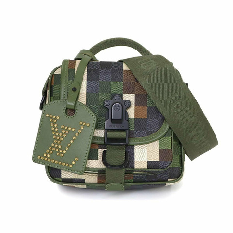 路易威登 Damouflage Quest 兩用肩背包 綠色 M24450 RFID 防盜斜背包