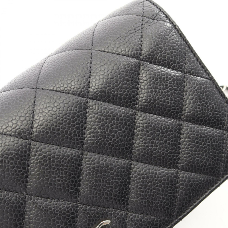 香奈兒 (CHANEL) Matelasse 鏈條肩背斜背包，小牛皮，黑色，銀色五金，二手 CC-11
