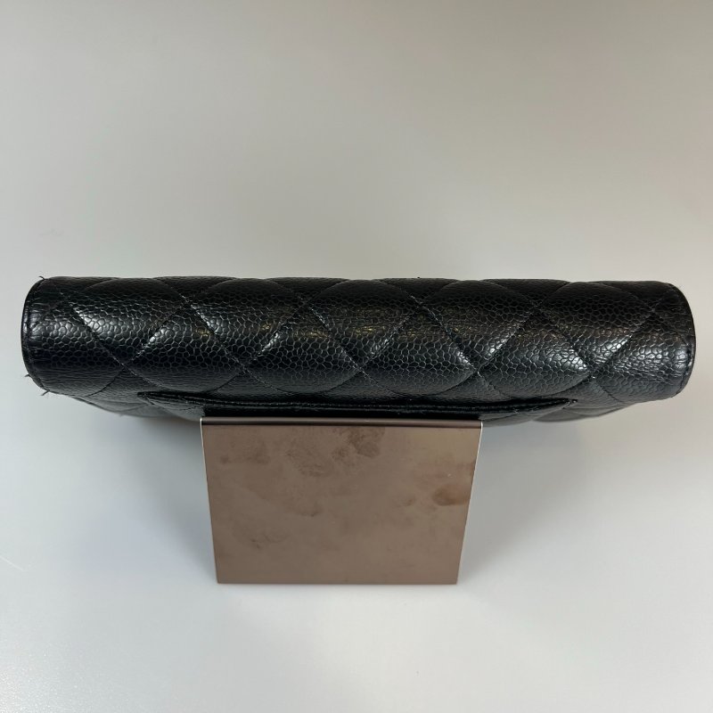CHANEL CF黑銀荔枝長夾 保卡款31開-5