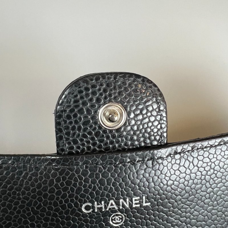 CHANEL CF黑銀荔枝長夾 保卡款31開-10