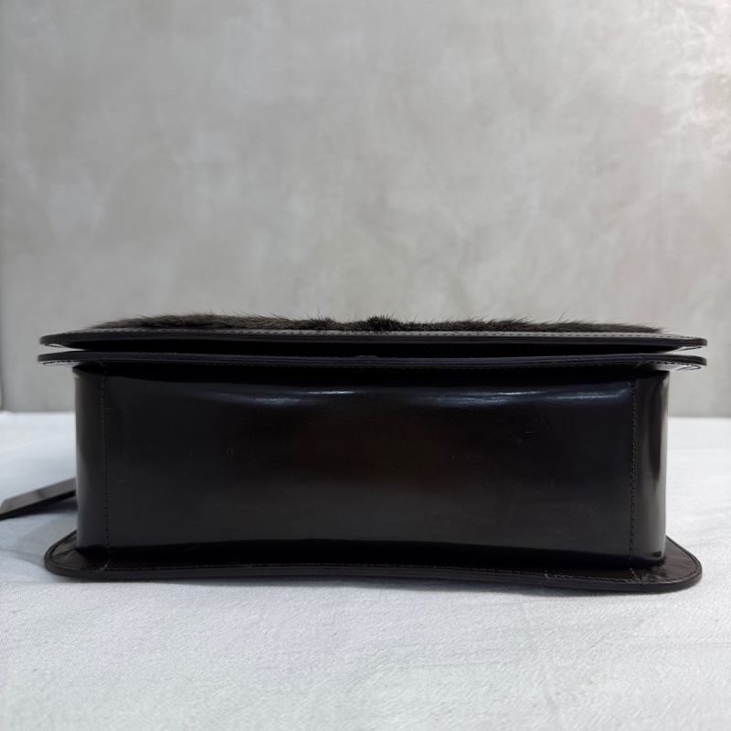 【赫蒂國際精品】Celine 賽琳 皮草漆皮肩背包vintage-5