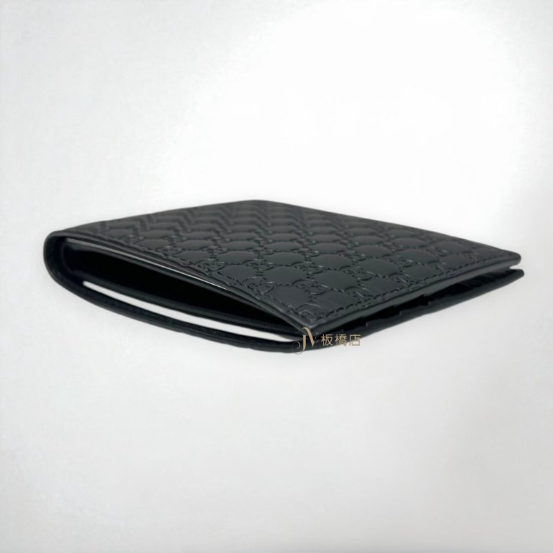 JS1375-GUCCI  黑牛皮雙G小Logo壓紋6卡對開短夾 260987-2