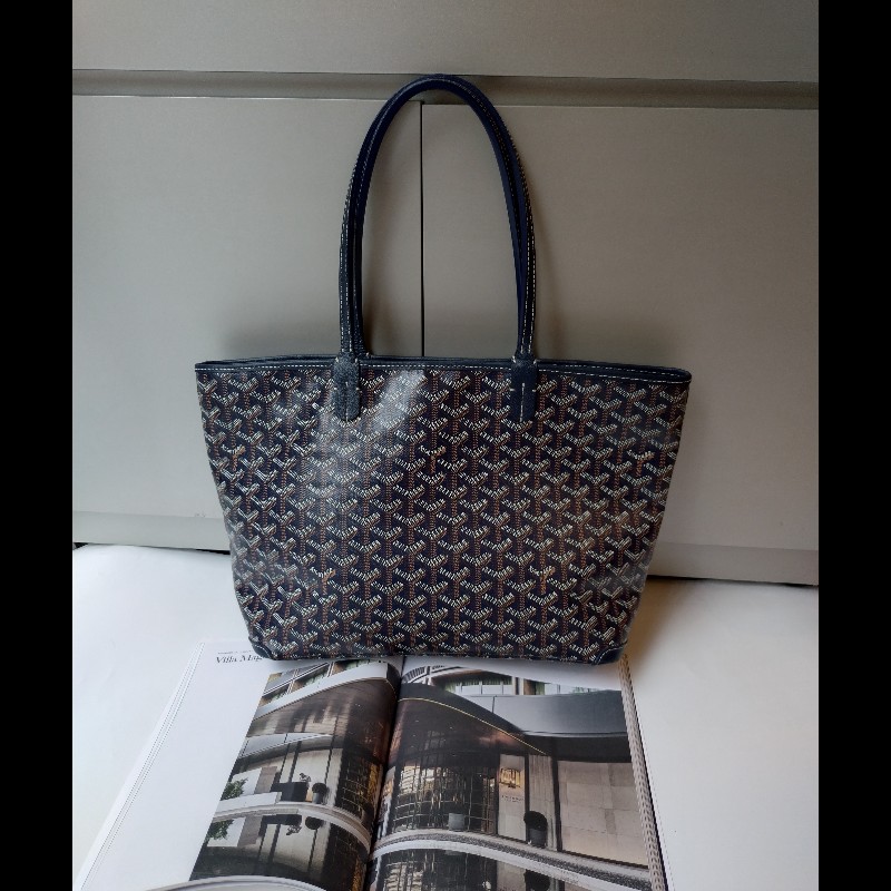 Goyard 深藍底印花帆布拉鍊托特包 Artois-0