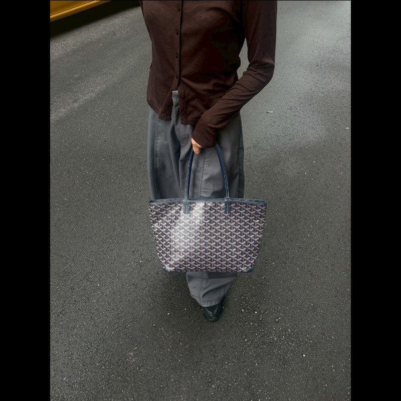 Goyard 深藍底印花帆布拉鍊托特包 Artois-3