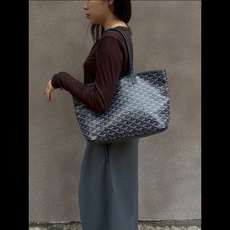 Goyard 深藍底印花帆布拉鍊托特包 Artois-4