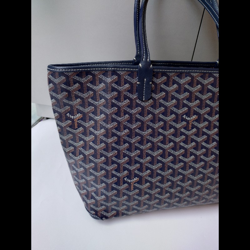 Goyard 深藍底印花帆布拉鍊托特包 Artois-5