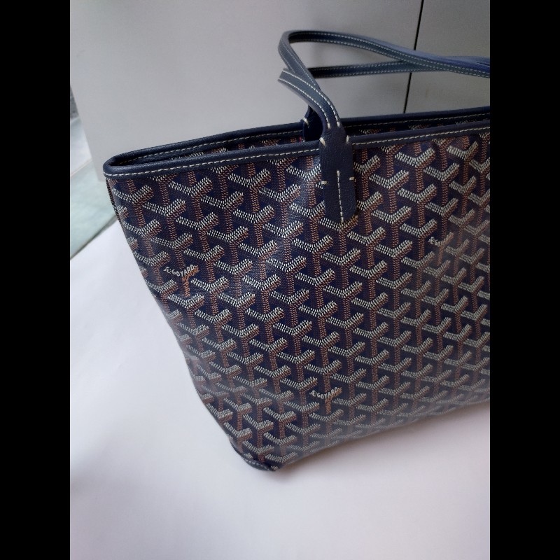 Goyard 深藍底印花帆布拉鍊托特包 Artois-7