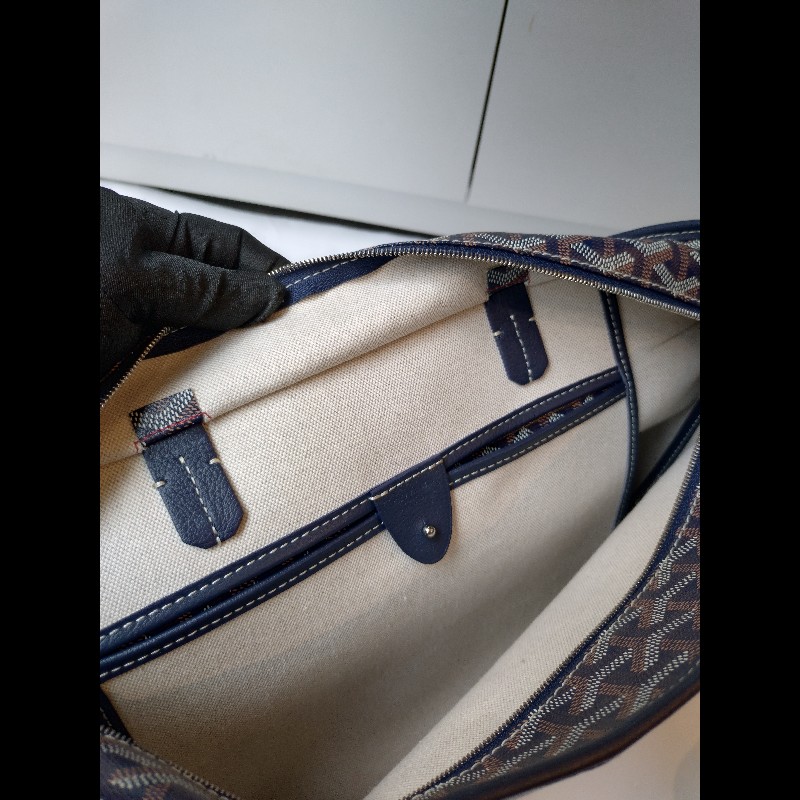 Goyard 深藍底印花帆布拉鍊托特包 Artois-17