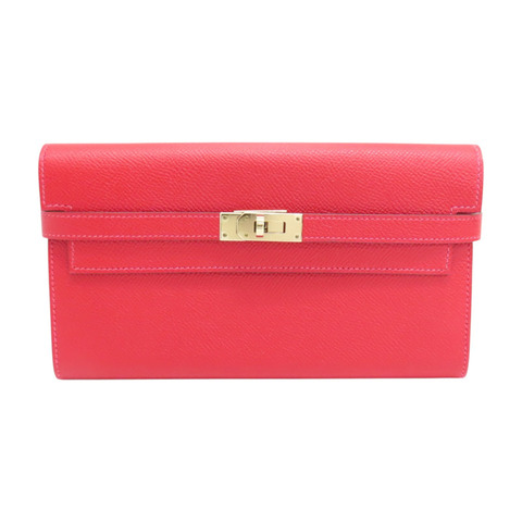 紅色 Epsom牛皮 Kelly wallet 兩折長夾 金扣 T刻 【HERMES 愛馬仕】