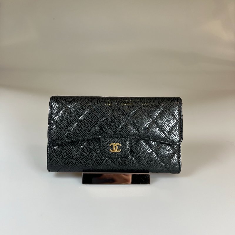 CHANEL CF菱格紋三折長夾 保卡款/19開-0