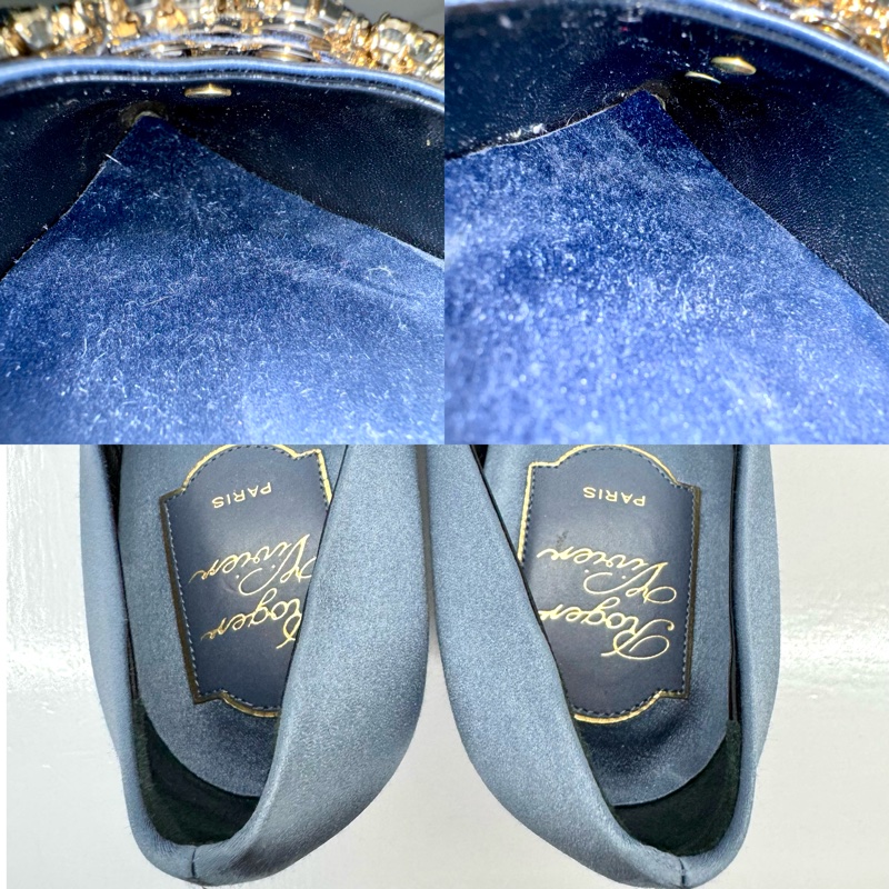 Roger Vivier 淺藍色緞面水鑽高跟鞋　# 37-4