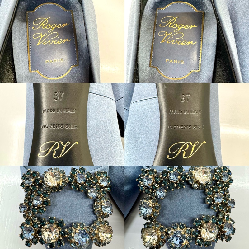 Roger Vivier 淺藍色緞面水鑽高跟鞋　# 37-5