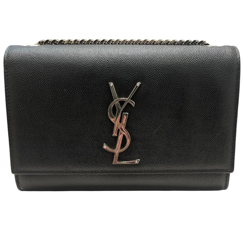 SAINT LAURENT 聖羅蘭 KATE 鍊條肩背包 皮革 黑色 銀釦-1