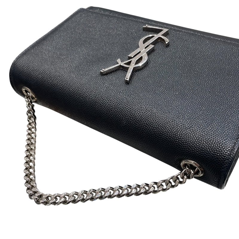 SAINT LAURENT 聖羅蘭 KATE 鍊條肩背包 皮革 黑色 銀釦-10