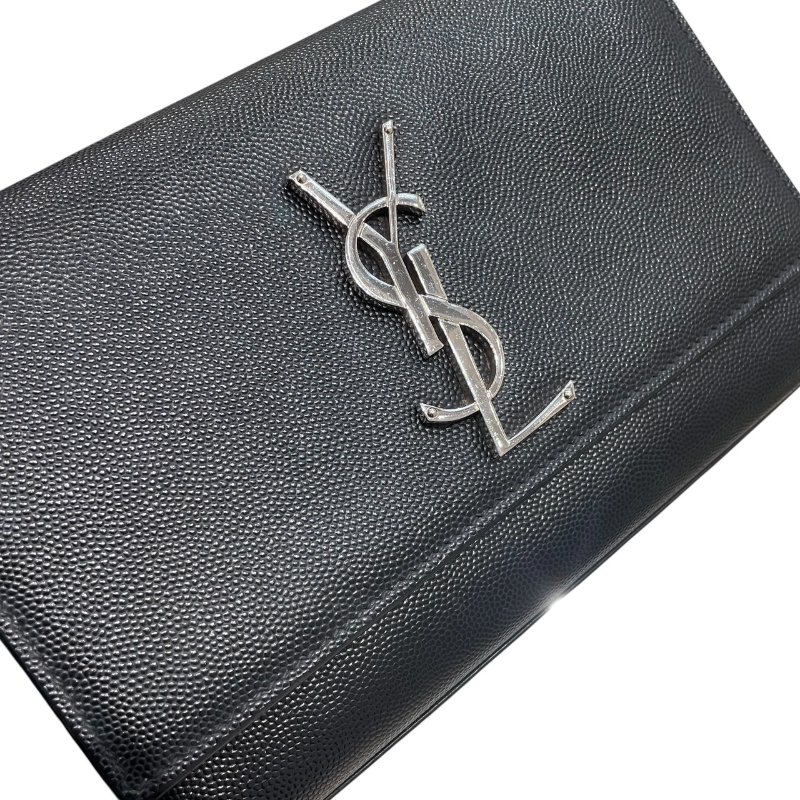 SAINT LAURENT 聖羅蘭 KATE 鍊條肩背包 皮革 黑色 銀釦-11