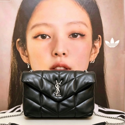 SAINT LAURENT 聖羅蘭Louloupuffer黑銀全皮雲朵包 ☁️☁️