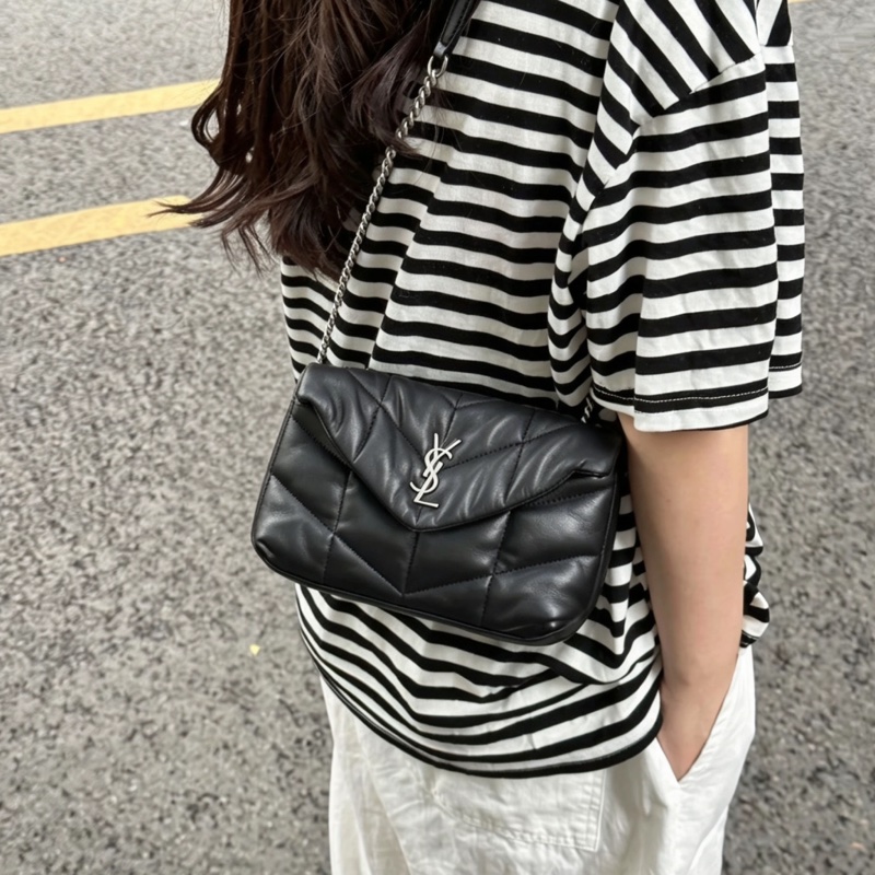 SAINT LAURENT 聖羅蘭Louloupuffer黑銀全皮雲朵包 ☁️☁️-2