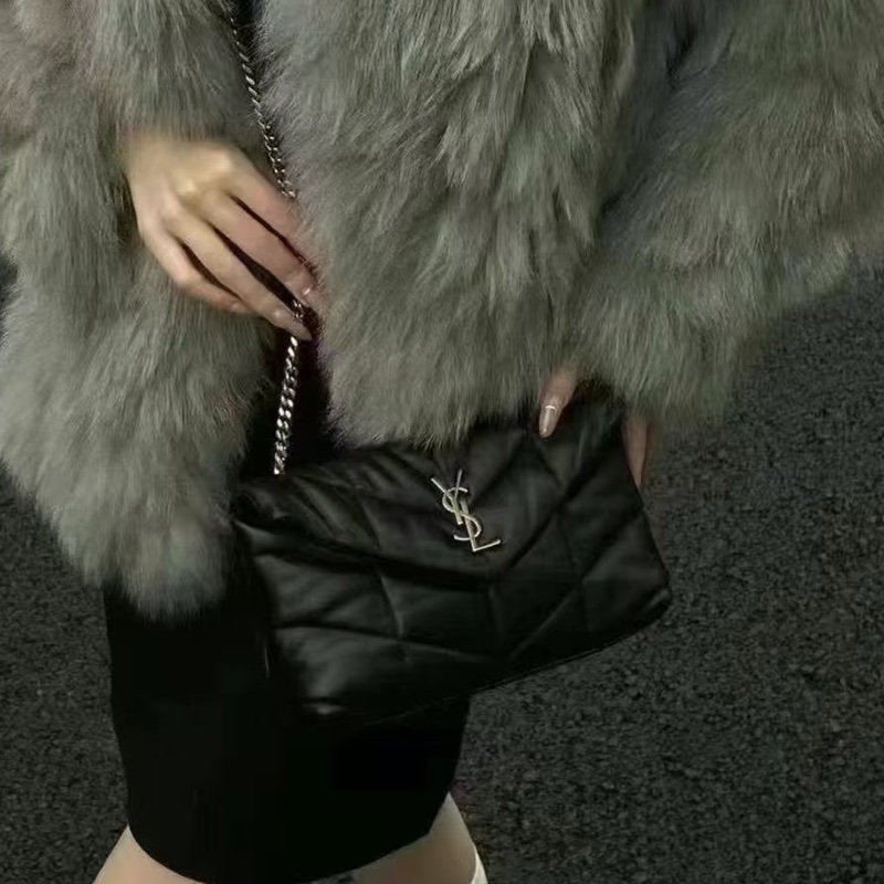 SAINT LAURENT 聖羅蘭Louloupuffer黑銀全皮雲朵包 ☁️☁️-7