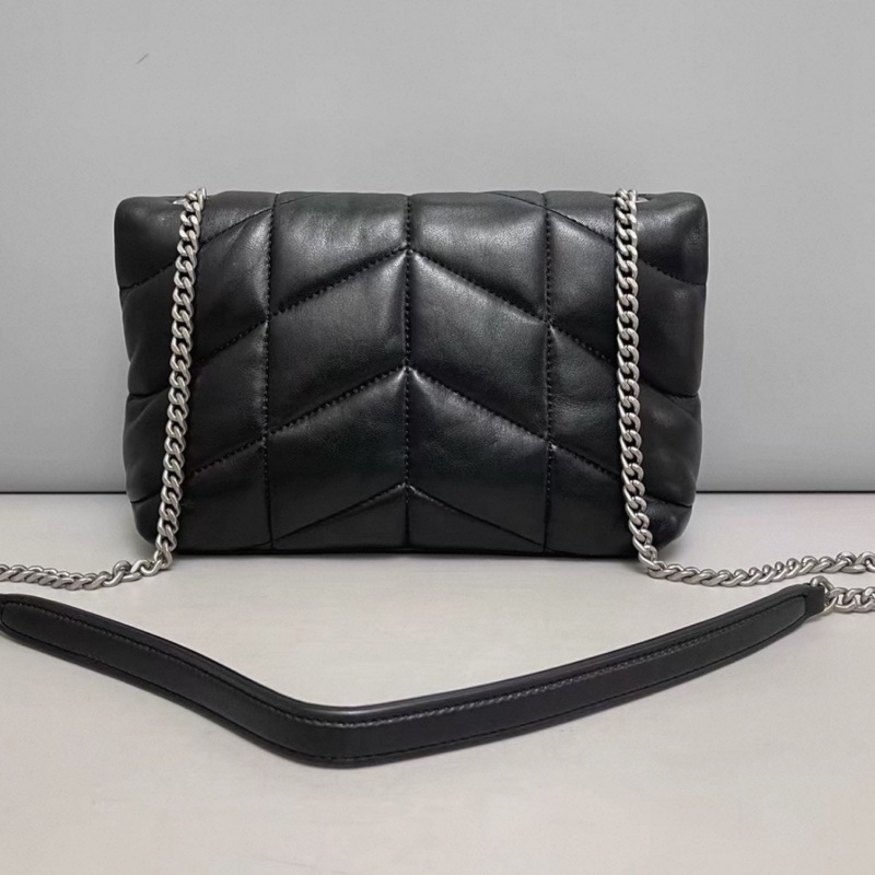 SAINT LAURENT 聖羅蘭Louloupuffer黑銀全皮雲朵包 ☁️☁️-11