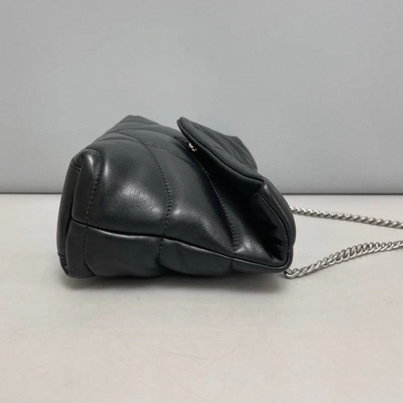 SAINT LAURENT 聖羅蘭Louloupuffer黑銀全皮雲朵包 ☁️☁️-12