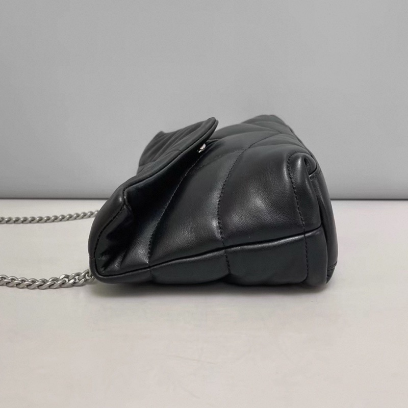 SAINT LAURENT 聖羅蘭Louloupuffer黑銀全皮雲朵包 ☁️☁️-13