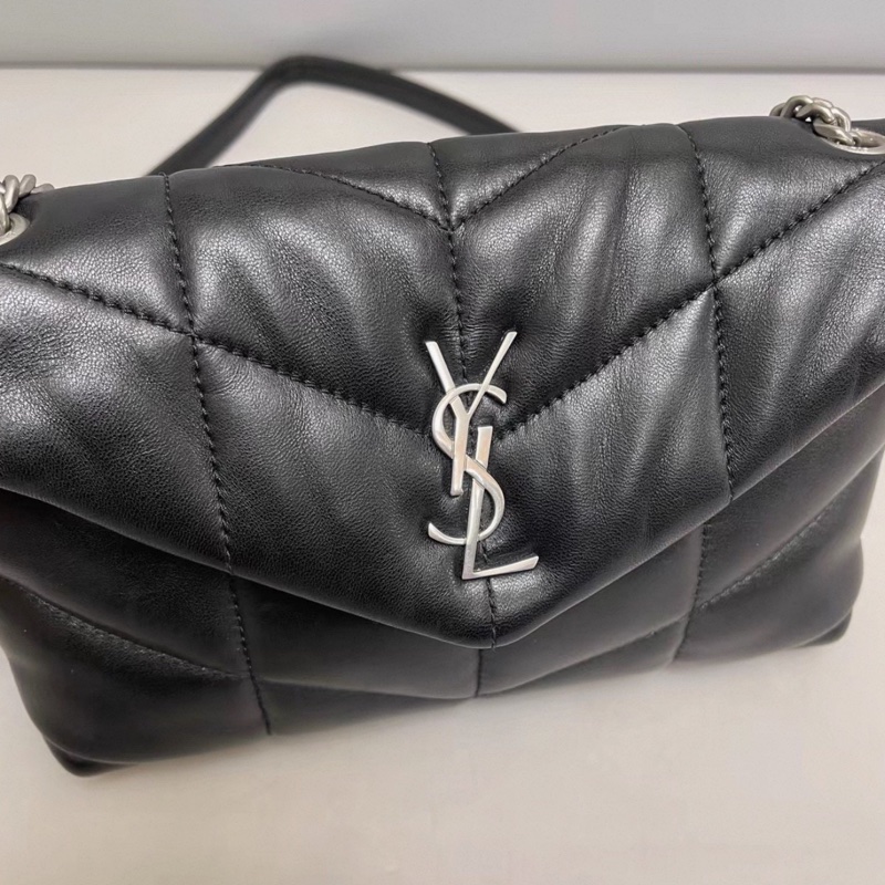 SAINT LAURENT 聖羅蘭Louloupuffer黑銀全皮雲朵包 ☁️☁️-16