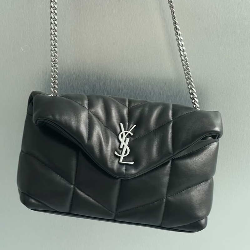SAINT LAURENT 聖羅蘭Louloupuffer黑銀全皮雲朵包 ☁️☁️-19