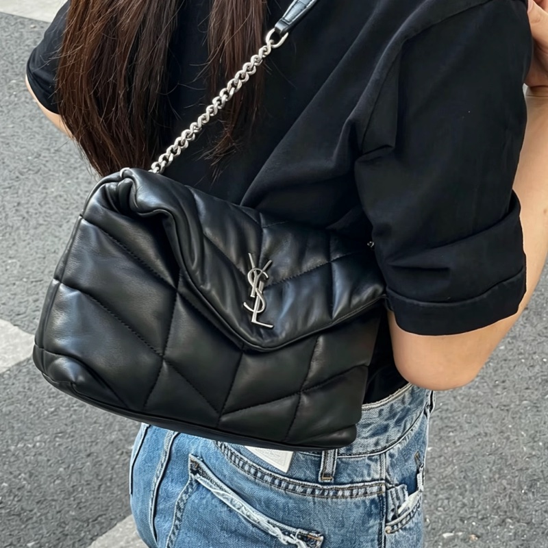 SAINT LAURENT 聖羅蘭Louloupuffer黑銀全皮雲朵包 ☁️☁️-20
