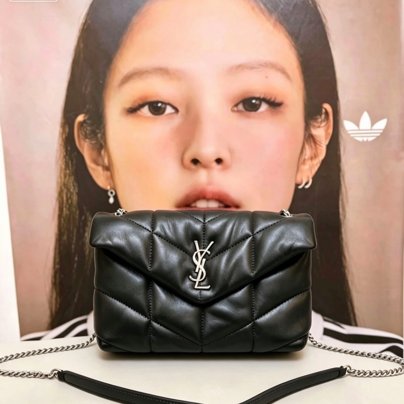 SAINT LAURENT 聖羅蘭Louloupuffer黑銀全皮雲朵包 ☁️☁️-28