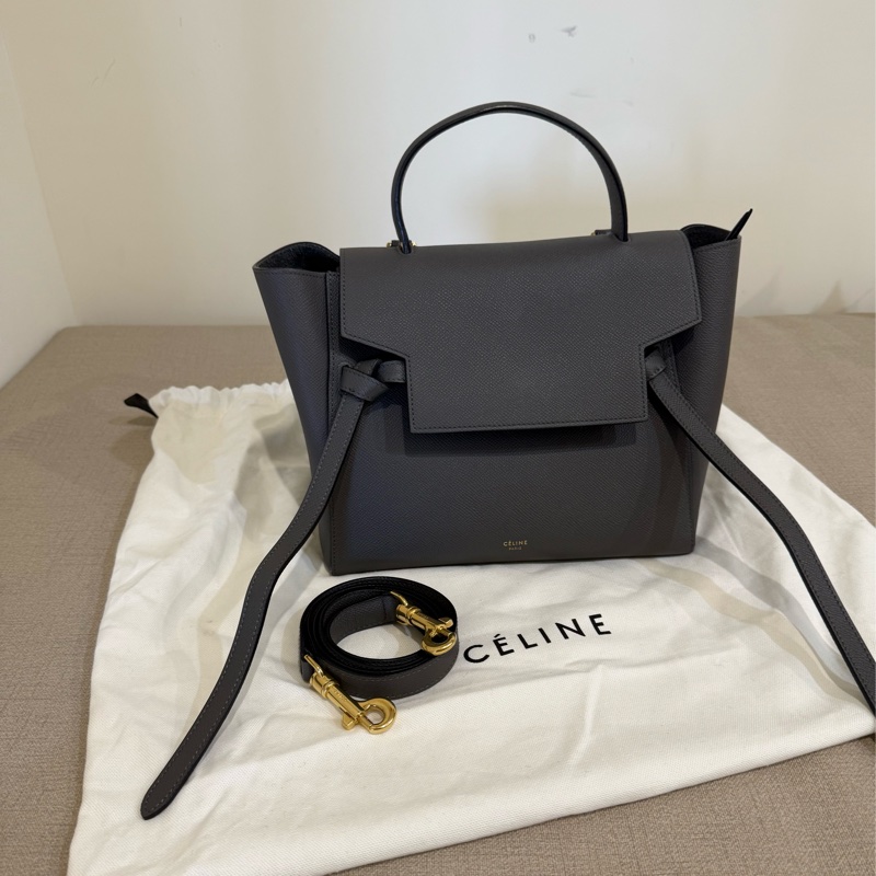 二手出清 Celine micro belt 鯰魚包 大象灰-1