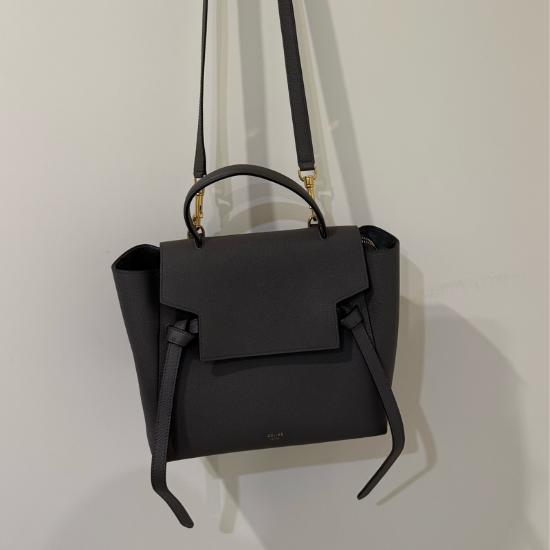 二手出清 Celine micro belt 鯰魚包 大象灰-9