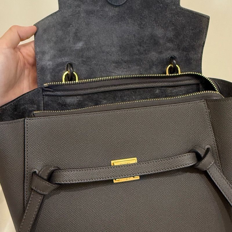 二手出清 Celine micro belt 鯰魚包 大象灰-16