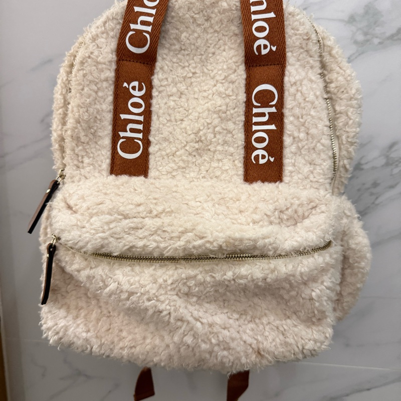 🌸 二手精品 特價🉐 CHLOE 毛茸茸泰迪後背包-0